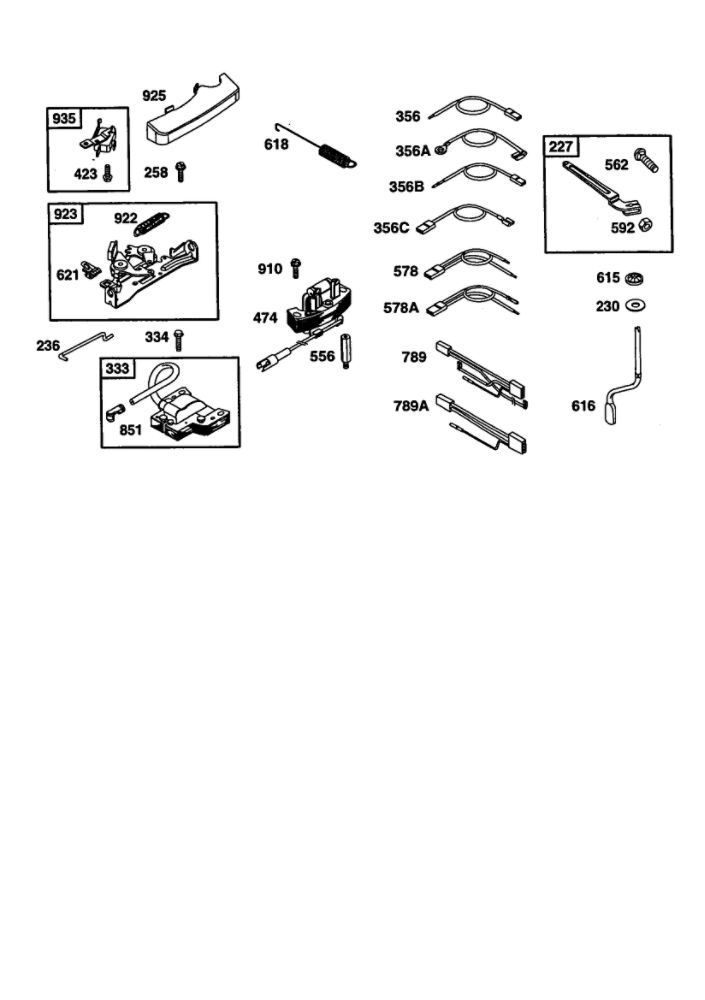 Armature Diagram and Parts List for 121600  Briggs and Stratton Engine